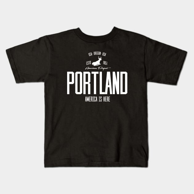 USA, America, Portland, Oregon Kids T-Shirt by NEFT PROJECT